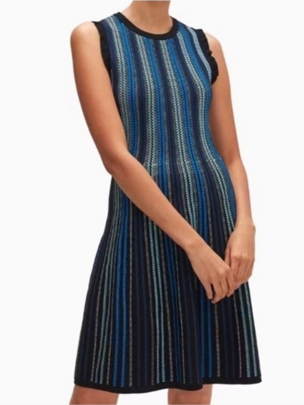 Kate Spade Textured Sweater Dress Blue Stripe Size XL Womens